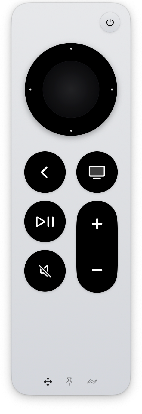 Apple TV Remote app showing the on-screen Siri Remote replica